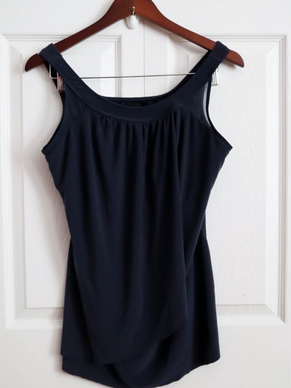 Miraclesuit Swimwear Longline Tankini Bathing Suit Swim Top Navy Blue Sz 10